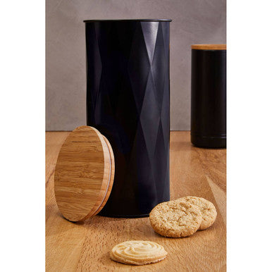 Orsina Rhombus Black Large Kitchen Storage Canister with Bamboo Lid
