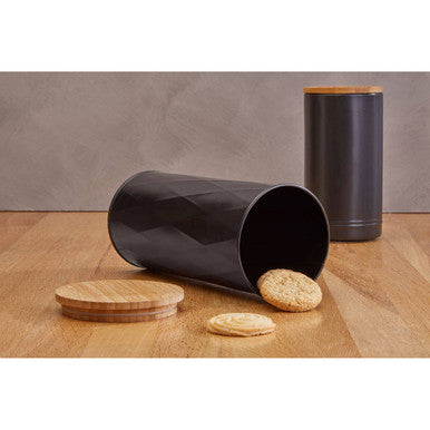 Orsina Rhombus Black Large Kitchen Storage Canister with Bamboo Lid