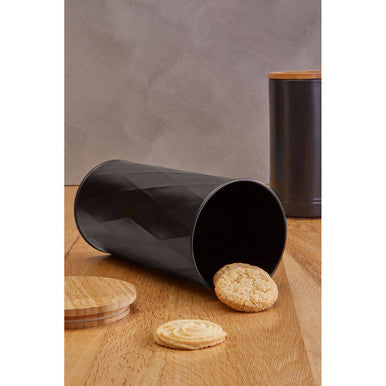 Orsina Rhombus Black Large Kitchen Storage Canister with Bamboo Lid