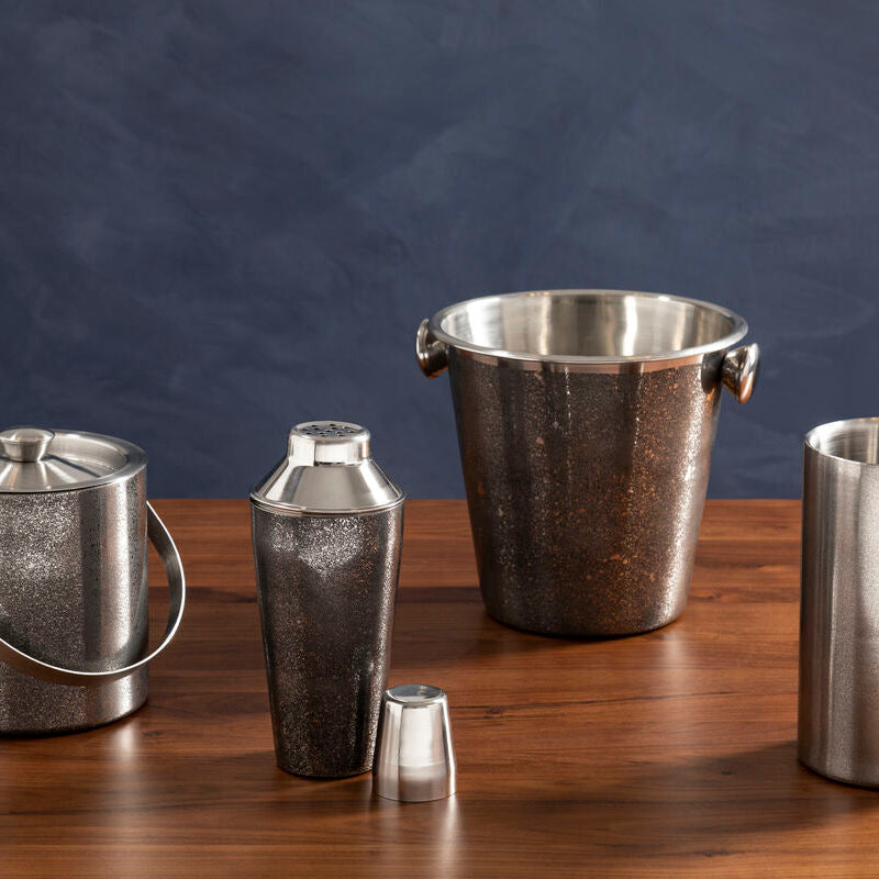 Orsina Glitter Effect Cocktail Shaker – Silver Cobbler Shaker with Strainer