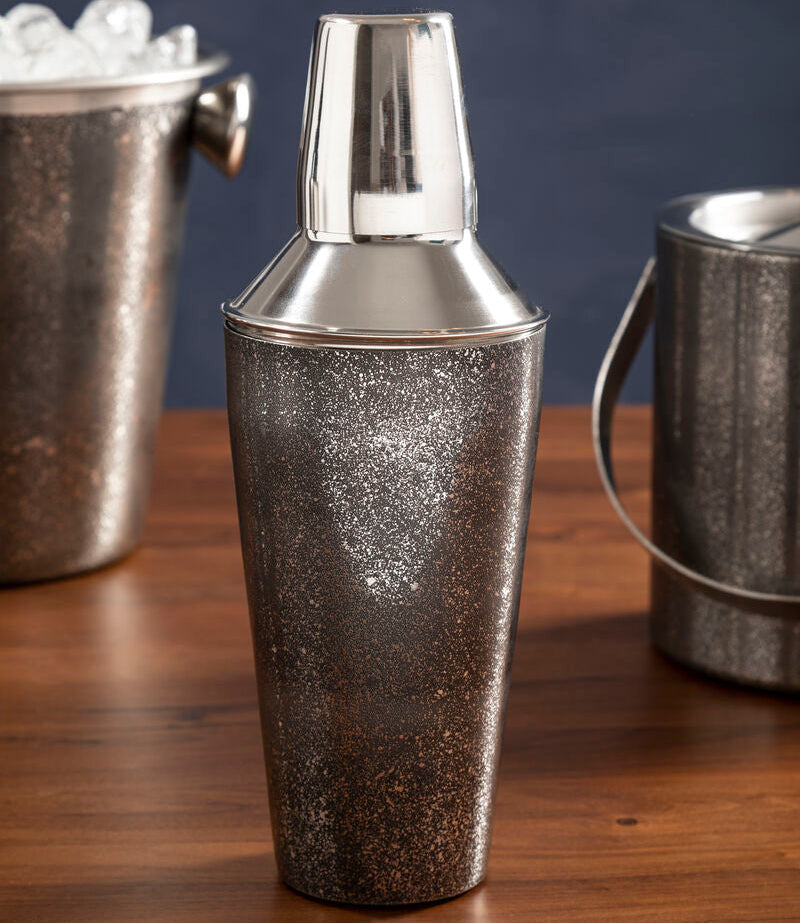 Orsina Glitter Effect Cocktail Shaker – Silver Cobbler Shaker with Strainer