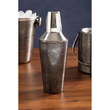 Orsina Glitter Effect Cocktail Shaker – Silver Cobbler Shaker with Strainer