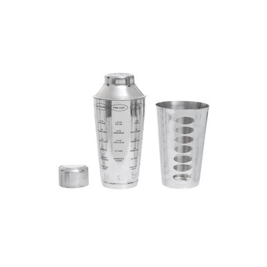 Orsina Silver Cocktail Shaker with 9 Etched Recipes | Stainless Barware