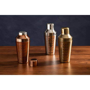 Orsina Silver Cocktail Shaker with 9 Etched Recipes | Stainless Barware