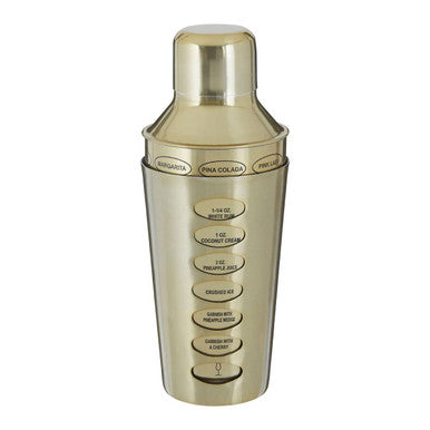 Orsina Brushed Brass Cocktail Shaker with Etched Recipe Guides