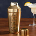 Orsina Brushed Brass Cocktail Shaker with Etched Recipe Guides