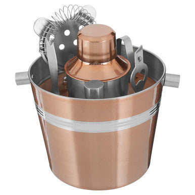 Orsina Mixology 7 Piece Cocktail Bar Set – Rose Gold Ribbed Finish