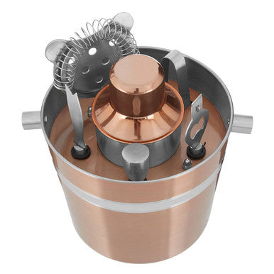 Orsina Mixology 7 Piece Cocktail Bar Set – Rose Gold Ribbed Finish