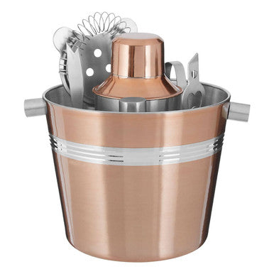 Orsina Mixology 7 Piece Cocktail Bar Set – Rose Gold Ribbed Finish
