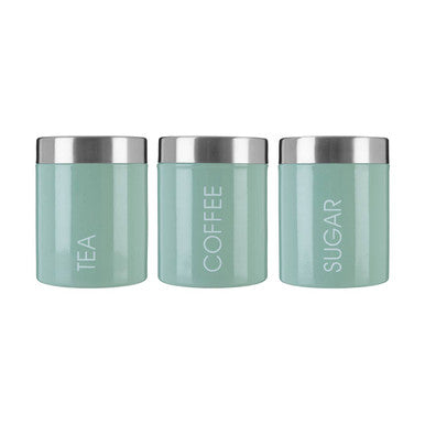 Orsina Liberty Pistachio Enamel Canisters – Set of 3 Kitchen Storage
