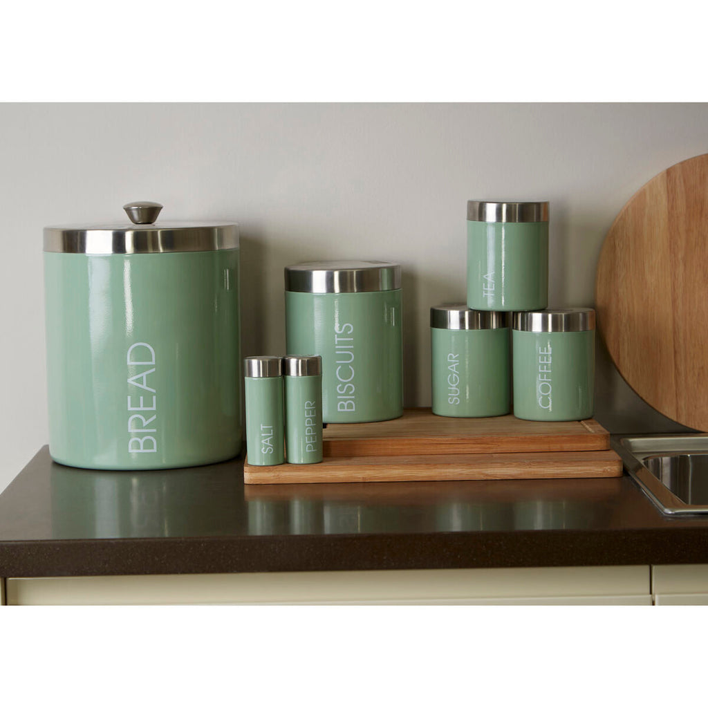 Orsina Liberty Pistachio Enamel Canisters – Set of 3 Kitchen Storage