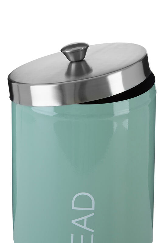 Orsina Liberty Pistachio Enamel Bread Bin with Satin Steel Lid