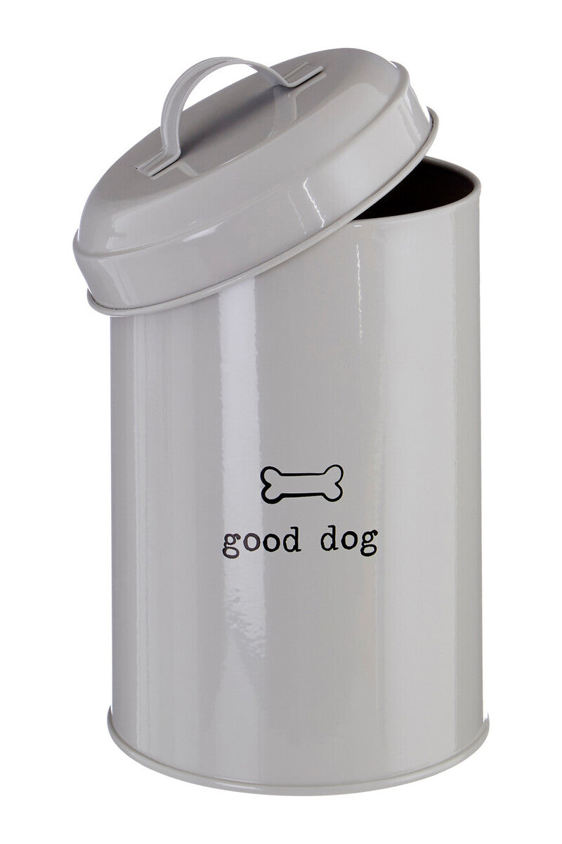 Orsina Grey Dog Food Storage Canister – Galvanised Steel Kibble Bin