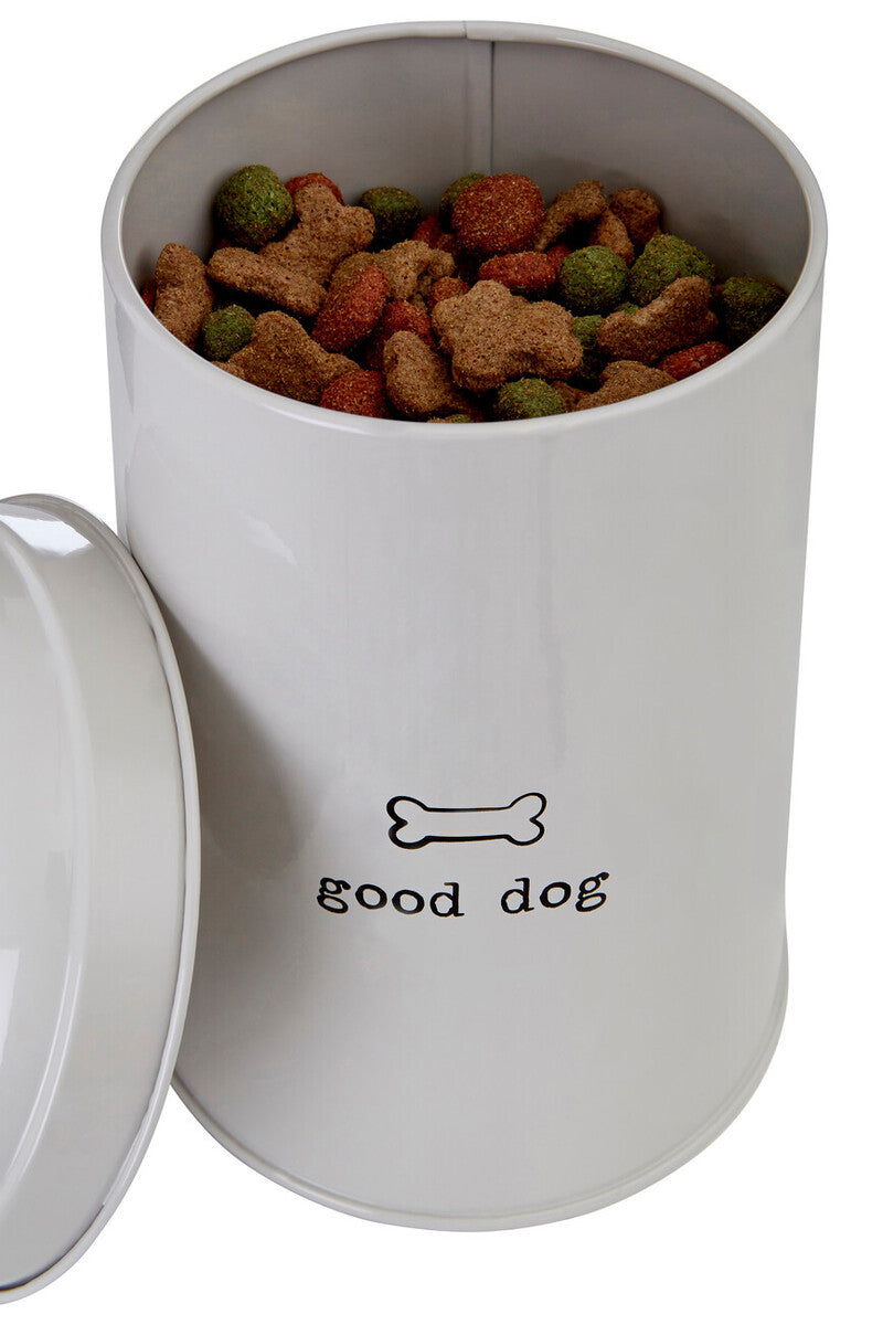 Orsina Grey Dog Food Storage Canister – Galvanised Steel Kibble Bin