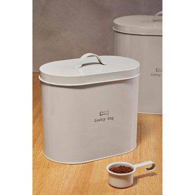 Orsina Lucky Dog Food Storage Bin with Scoop - 6.5L Grey Airtight Container
