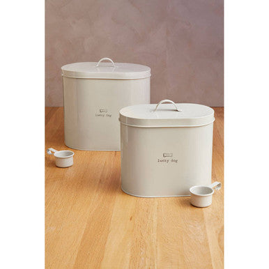 Orsina Lucky Dog Food Storage Bin with Scoop - 6.5L Grey Airtight Container