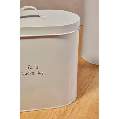 Orsina Lucky Dog Food Storage Bin with Scoop - 6.5L Grey Airtight Container