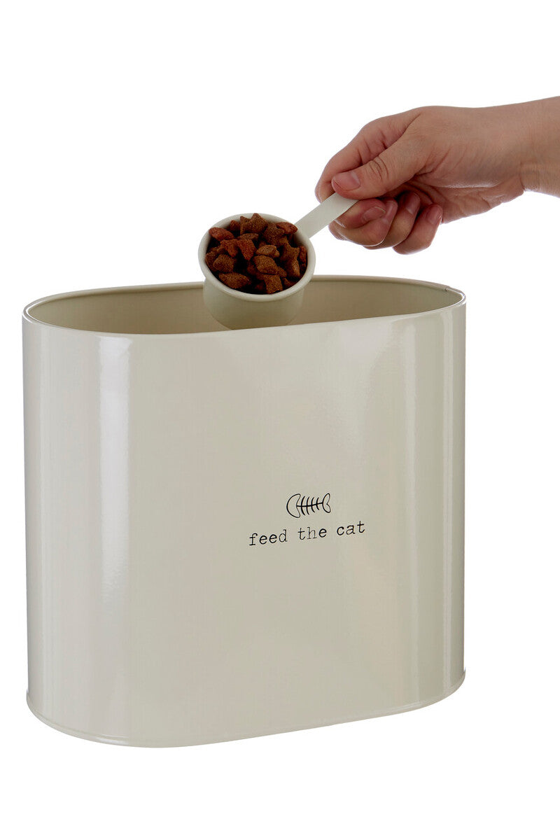 Orsina Adore Pets Cat Food Storage Bin with Scoop, Cream - 6.5L