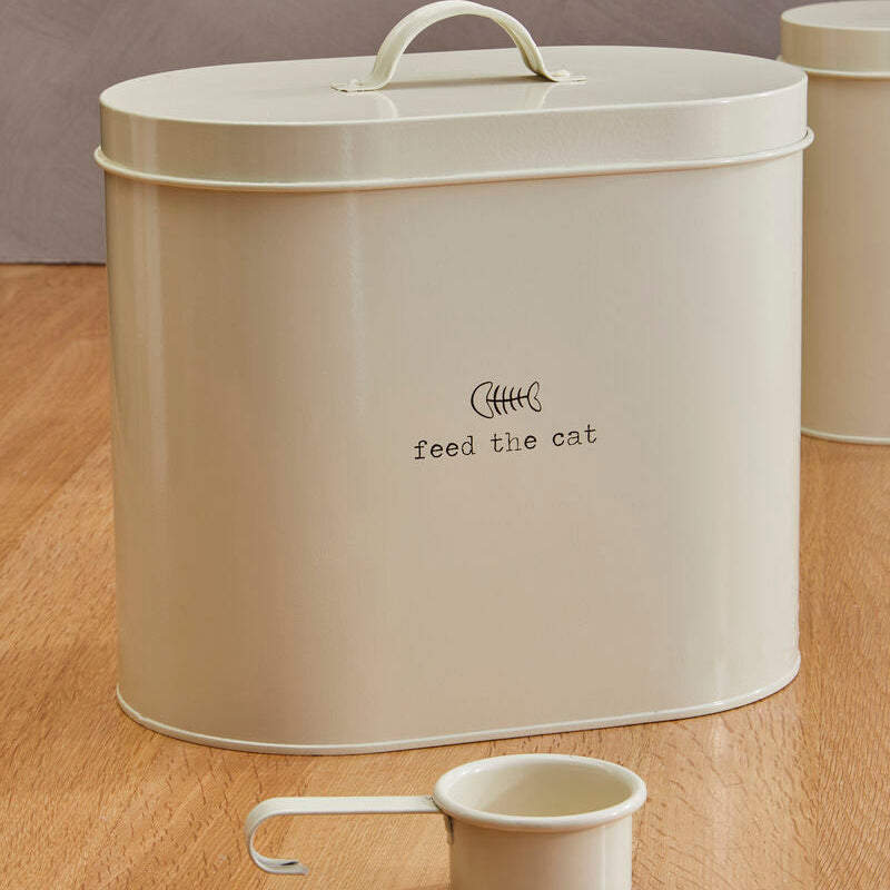 Orsina Adore Pets Cat Food Storage Bin with Scoop, Cream - 6.5L
