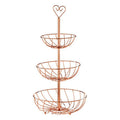 Orsina Kuper 3 Tier Fruit Basket – Rose Gold Wire Countertop Organizer