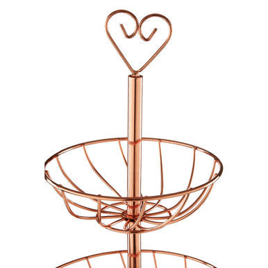 Orsina Kuper 3 Tier Fruit Basket – Rose Gold Wire Countertop Organizer