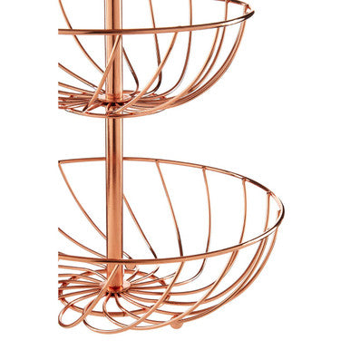 Orsina Kuper 3 Tier Fruit Basket – Rose Gold Wire Countertop Organizer
