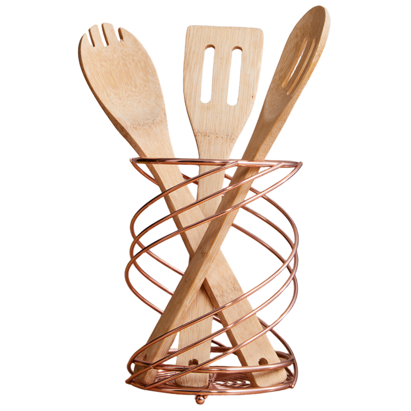 Orsina Kuper Gold Metal Wire Utensil Holder – Modern Kitchen Organizer