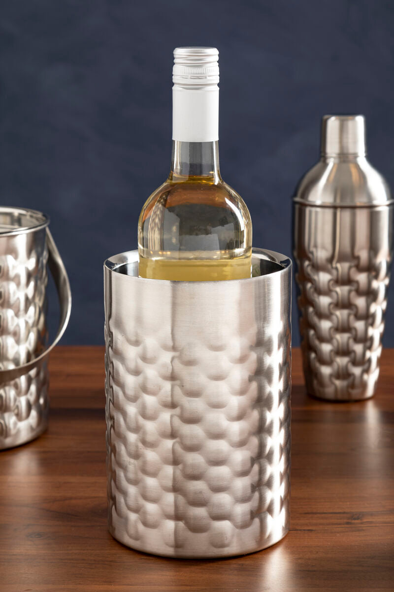 Orsina Honey Bee Wine Cooler | Double-Walled Silver Honeycomb Design