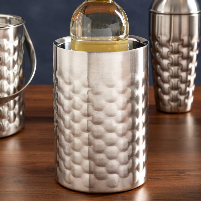 Orsina Honey Bee Wine Cooler | Double-Walled Silver Honeycomb Design