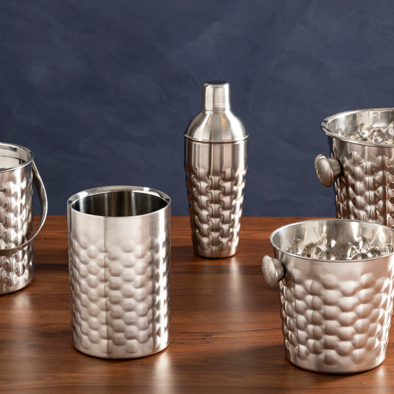 Orsina Honey Bee Cocktail Shaker – Silver Honeycomb Textured Barware