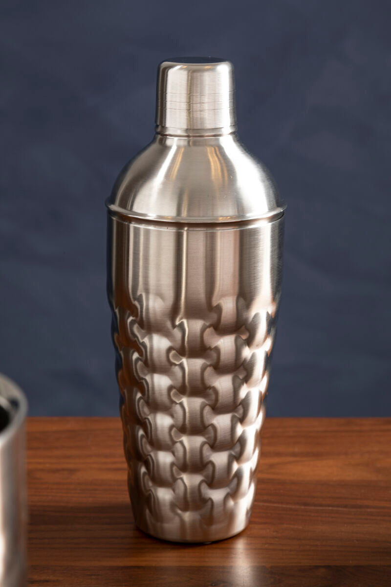 Orsina Honey Bee Cocktail Shaker – Silver Honeycomb Textured Barware