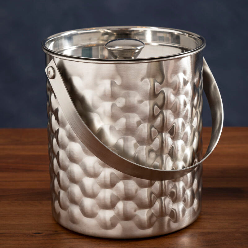 Orsina Honey Bee Silver Ice Bucket – Honeycomb Pattern with Lid