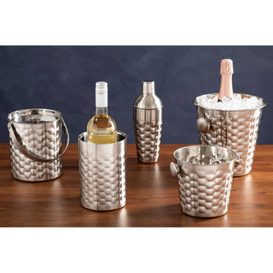 Orsina Honey Bee Silver Ice Bucket with Handles – Honeycomb Texture