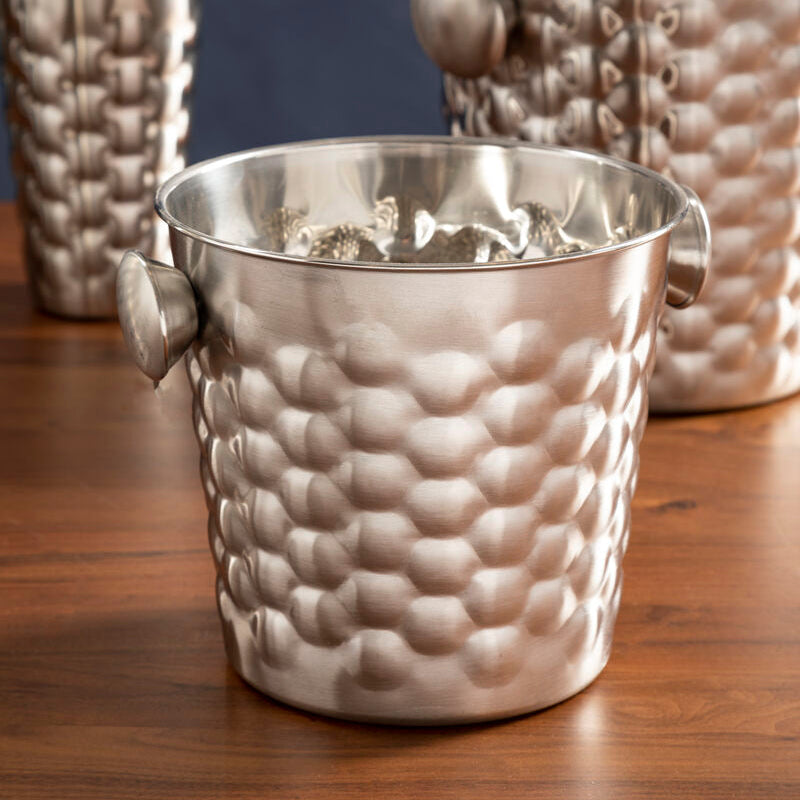Orsina Honey Bee Silver Ice Bucket with Handles – Honeycomb Texture