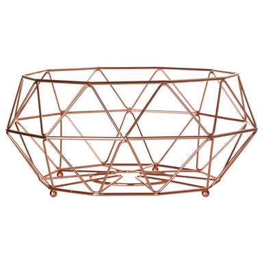 Orsina Vertex Copper Fruit Basket – Geometric Wire Countertop Bowl