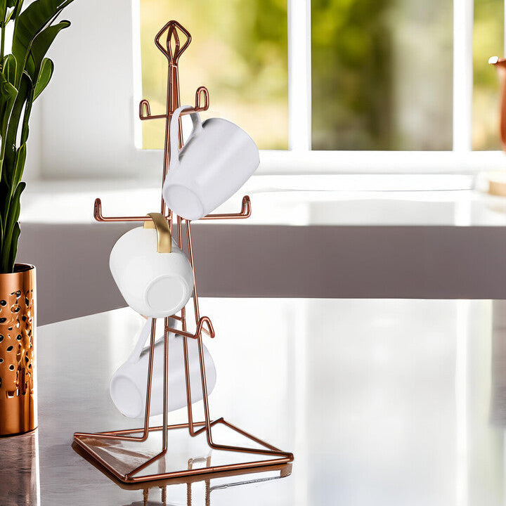 Orsina Vertex Copper 6 Mug Tree – Kitchen Countertop Storage Rack