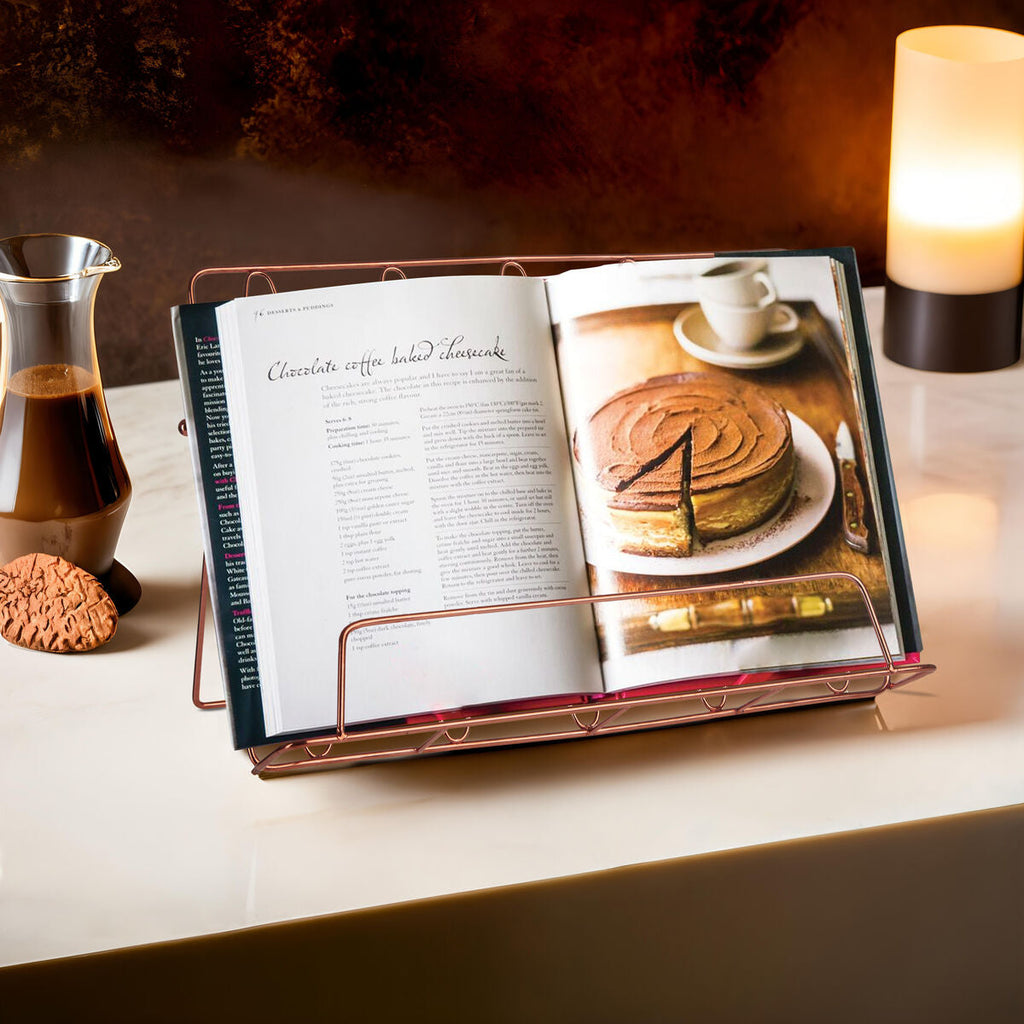 Orsina Vertex Copper Cookbook Stand | Foldable Recipe & Tablet Holder