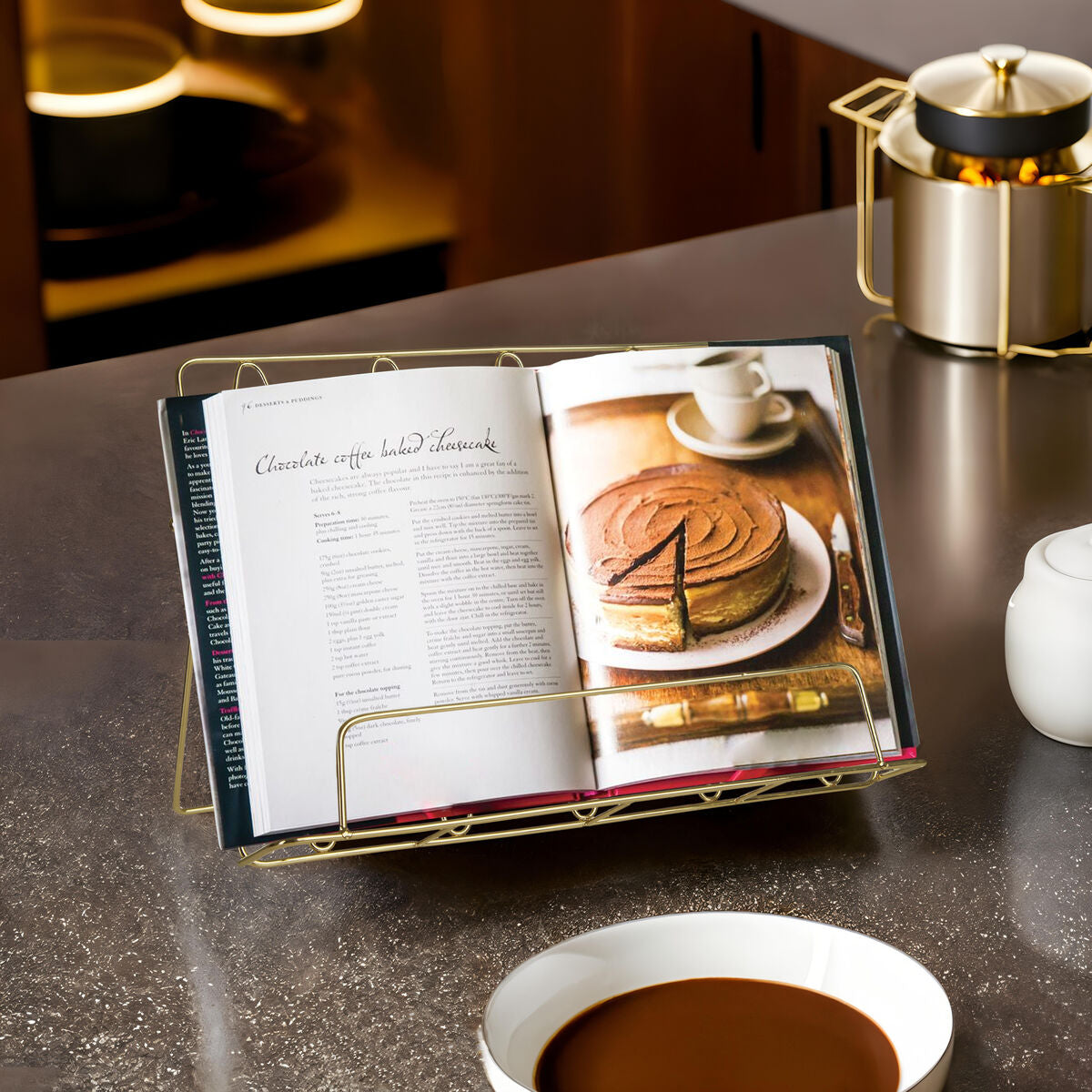 Orsina Vertex Copper Cookbook Stand | Foldable Recipe & Tablet Holder
