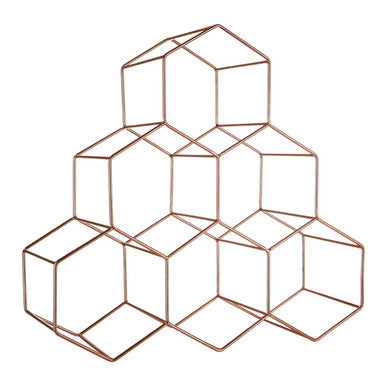 Orsina Vertex 6 Bottle Wine Rack – Copper Finish Geometric Storage