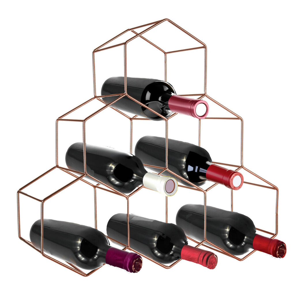 Orsina Vertex 6 Bottle Wine Rack – Copper Finish Geometric Storage