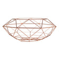 Orsina Vertex Wide Fruit Basket – Copper Finish Diamond Grid Bowl