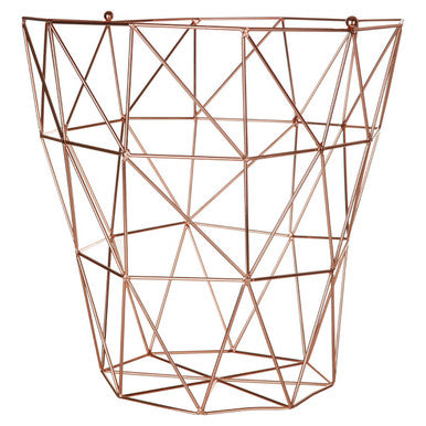 Orsina Vertex Copper Finish Storage Basket – Geometric Wire Organizer