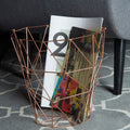 Orsina Vertex Copper Finish Storage Basket – Geometric Wire Organizer