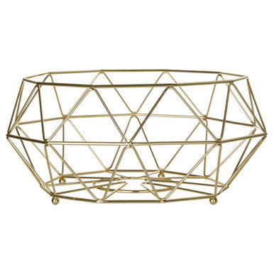 Orsina Vertex Gold Fruit Basket – Modern Wire Bowl for Kitchen Decor