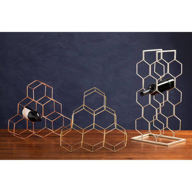 Orsina Vertex 6 Bottle Gold Wine Rack – Modern Countertop Storage