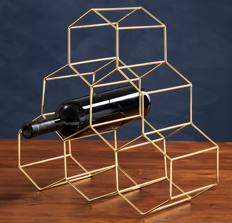 Orsina Vertex 6 Bottle Gold Wine Rack – Modern Countertop Storage