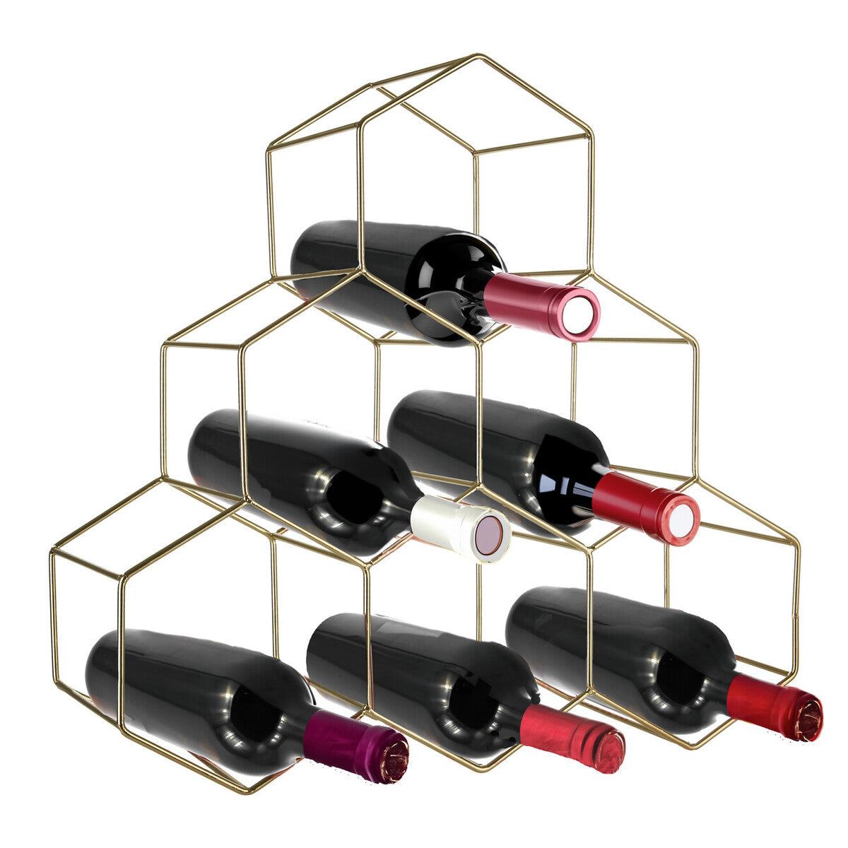 Orsina Vertex 6 Bottle Gold Wine Rack – Modern Countertop Storage
