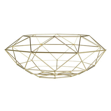 Orsina Vertex Gold Finish Wide Fruit Basket – Modern Wire Bowl
