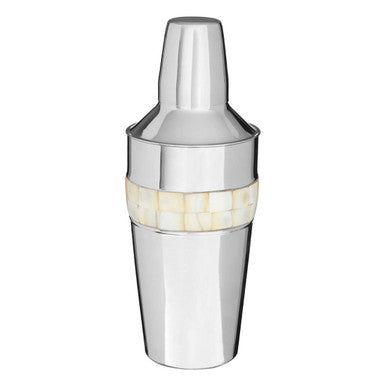 Orsina Silver Cocktail Shaker with Mother of Pearl Inlay Barware