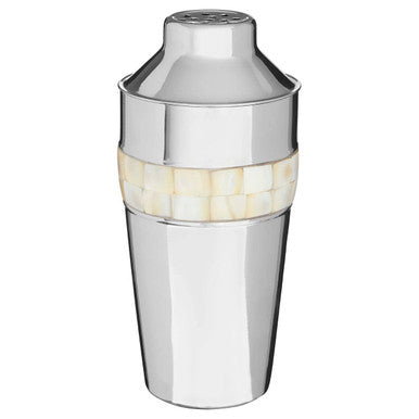 Orsina Silver Cocktail Shaker with Mother of Pearl Inlay Barware